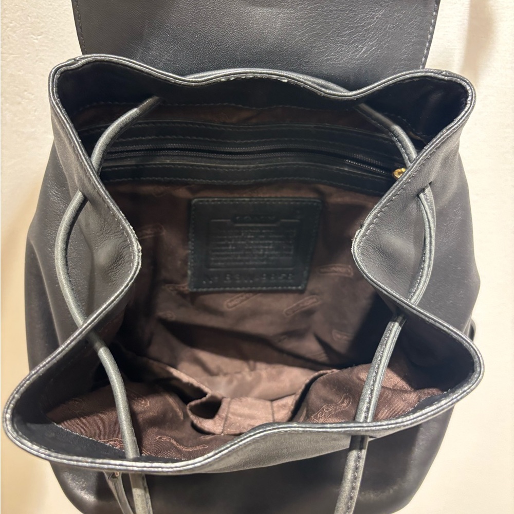Coach Black Leather Backpack with Gold Hardware - Picture 4 of 4